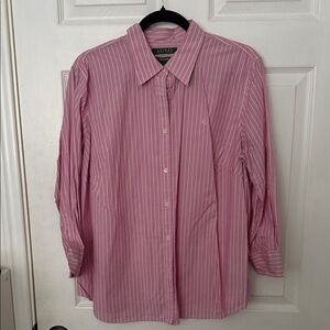Ralph Lauren Pink and White Striped Shirt